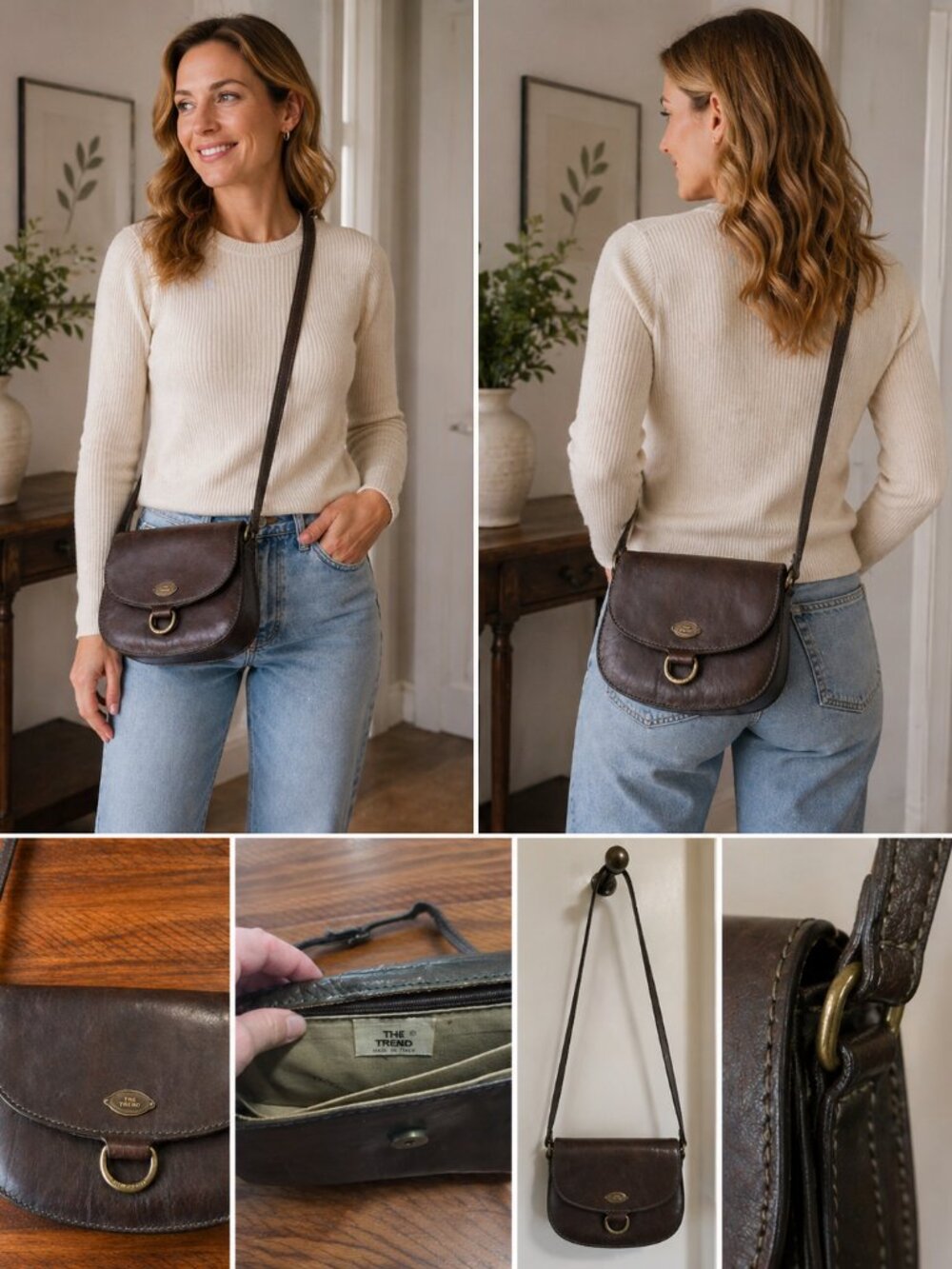 The Trend Italy Brown Leather Crossbody Bag Vintage Genuine Leather Small Should